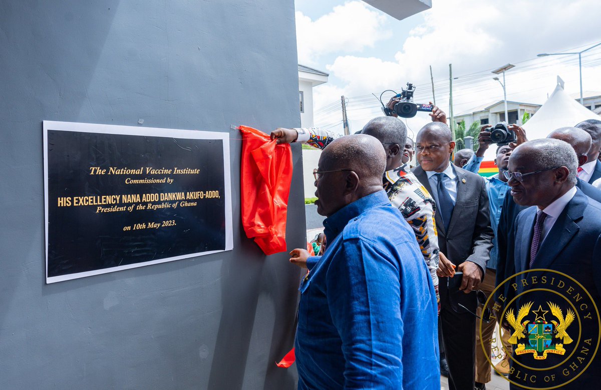 NAkufoAddo's tweet photo. It is for this reason that I set-up, on 28th February 2021, the Vaccine Manufacturing Committee, which, by Act of Parliament, has now been transformed into the National Vaccine Institute, to which we have committed twenty-five million dollars ($25 million) in the vaccine production enterprise, initially, to coordinate and facilitate the capacity of domestic pharmaceutical companies to fill, finish and package mRNA COVID-19, malaria and tuberculosis vaccines, and, ultimately, to manufacture them here in Ghana. 

Prior to commissioning the Secretariat, I inaugurated the Governing Board of the Institute. It is chaired by Dr. Anarfi Asamoa-Baah, and has Prof. William Ampofo, Dr. Baffuor Awuah, Mr. Mustapha Tawiah Kumah, Dr. Daniel Gyingiri Achel, Ms Frederica Sala Illiasu, Dr. Delese Darko, Prof. Alex Dodoo, Dr. Patrick Kuma-Aboagye, Mr. Kofi Nsiah-Poku, Prof. Kofi Opoku Nti, Prof. Gordon A. Awandare, and Prof. Rita Akosua Dickson as Members.