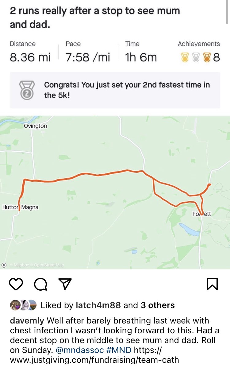 DaveMLY's tweet photo. That’s it!!! Last run done before the @runforall Rob Burrow half marathon on Sunday. After a week of having a chest infection I’m pleased I even managed to get that far. #MND @mndassoc https://t.co/2ooqlBpIRW