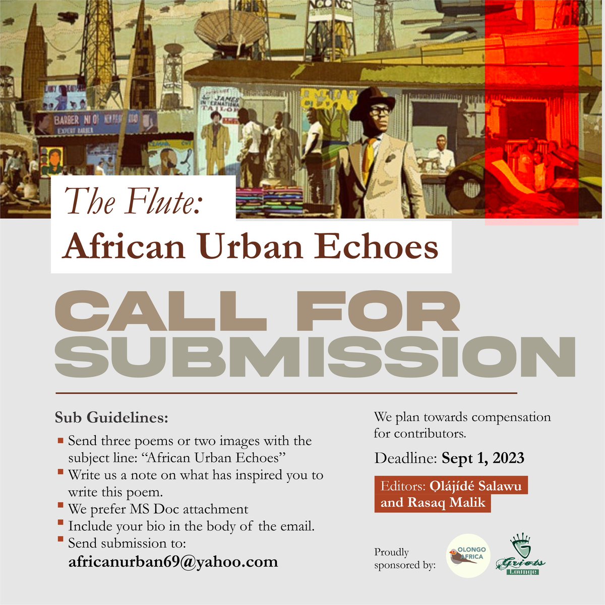 AfricanPoetryBF's tweet image. APBF's friends @rasaq_malik &amp;amp; Olajide Salawu are editing an anthology of poetry, and looking for submissions of poems and images. 

More information in the flyer attached!