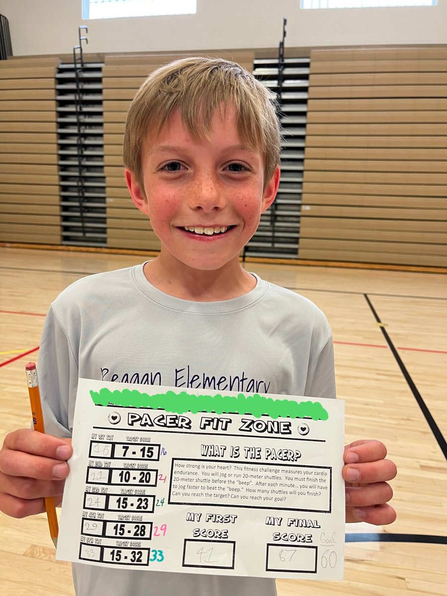 Congrats to Kara and Roman for breaking the Pacer running test school record!🥳 They both ran 87 laps today!!!! Record was 86 laps held by former student, Evan. 2 more days left to see if their record stands. #PhysEd