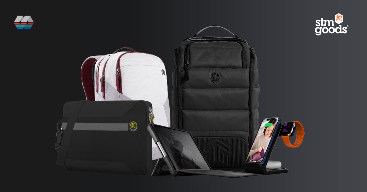 SynnexAU's tweet photo. We have partnered with accessory vendor STM Goods, to offer a complete portfolio of notebook bags, backpacks, sleeves, and fitted cases to complement our Apple and Microsoft hardware line-up for the Commercial, Education, and Retail markets. https://t.co/VfuTvE9Ncb