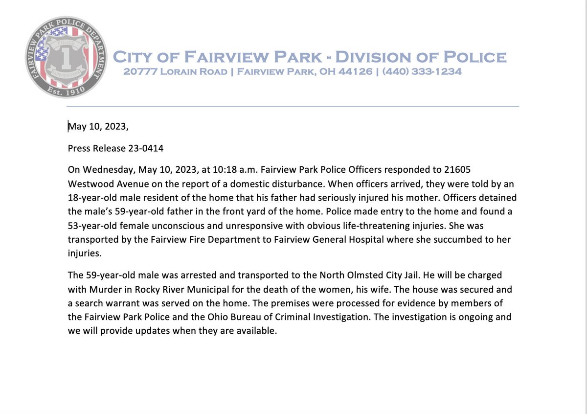 Fairview Park Police Department (@fairviewparkpd) on Twitter photo 