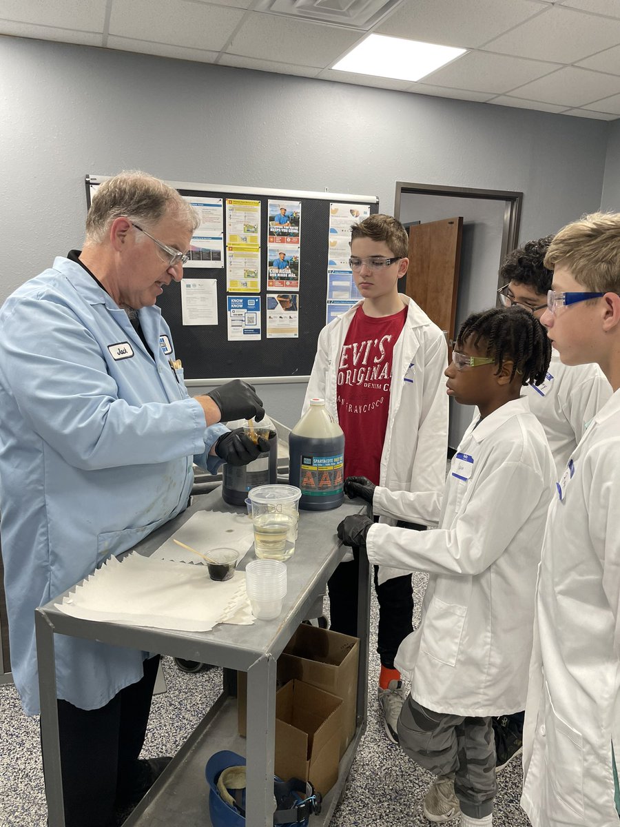 #MyMISD 7th graders from Faubion Middle School engaged in high levels of STEM today while visiting <a href="/LATICRETE/">LATICRETE</a> ! Students mixed formulas, created their own color of grout, learned about the epoxy process and worked hands on with latex polymers. Incredibly gifted students! #STEM