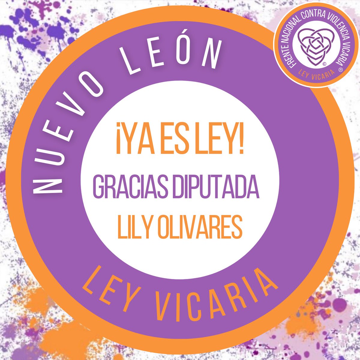 FNCVVICARIA's tweet photo. Muchas gracias por el apoyo siempre diputada @LilyOlivaresC falta mucho por trabajar pero es un primer paso 💜💜💜

Gracias @NoeliaMarcon y @ErikaTrevio5 por todo lo que han hecho por todas las mujeres y mamás de NL

¡YA ES LEY EN NUEVO LEÓN!

#leyvicaria
#nomásviolenciavicaria https://t.co/O3jmNnFpGC