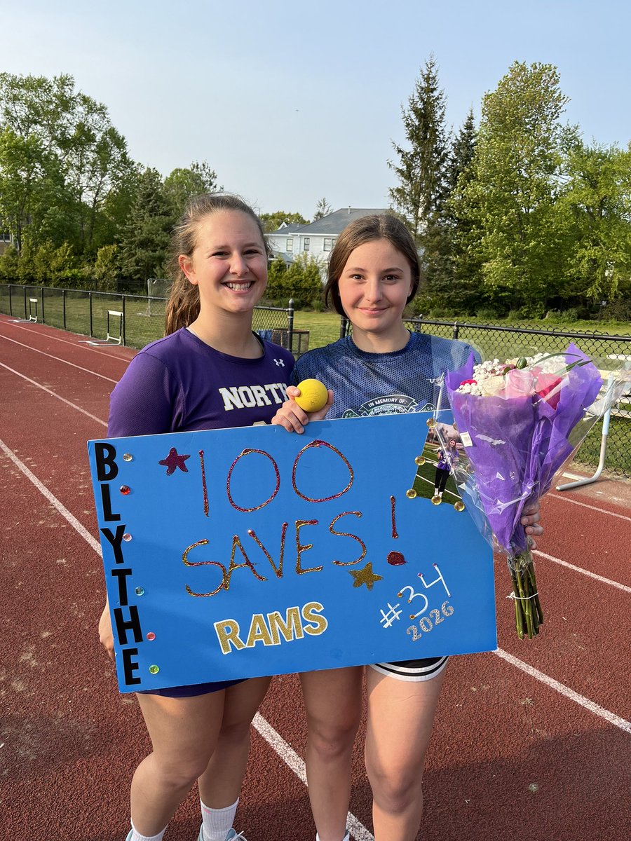 Congratulations to North Girls 🥍 Freshman Goalie Blythe Leahy for picking up her 💯 save in today’s game. Way to go Blythe! @CHSNAthletics