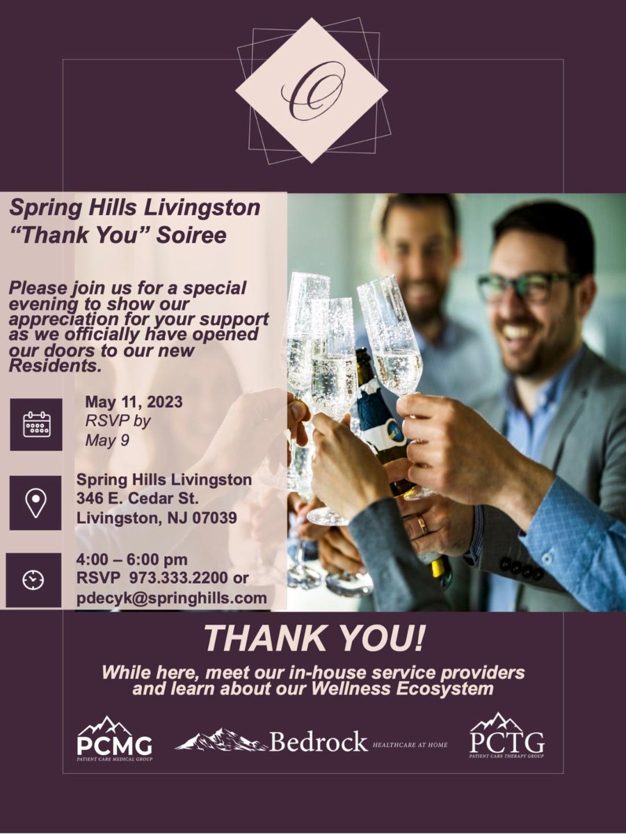 springhills's tweet photo. We couldn't have done it without you!  It takes a village to open a new community!  If you have not done so,  call 973.333.2200 to accept our invitation and RSVP to our Thank You Soiree! https://t.co/IRrb0iPxJT