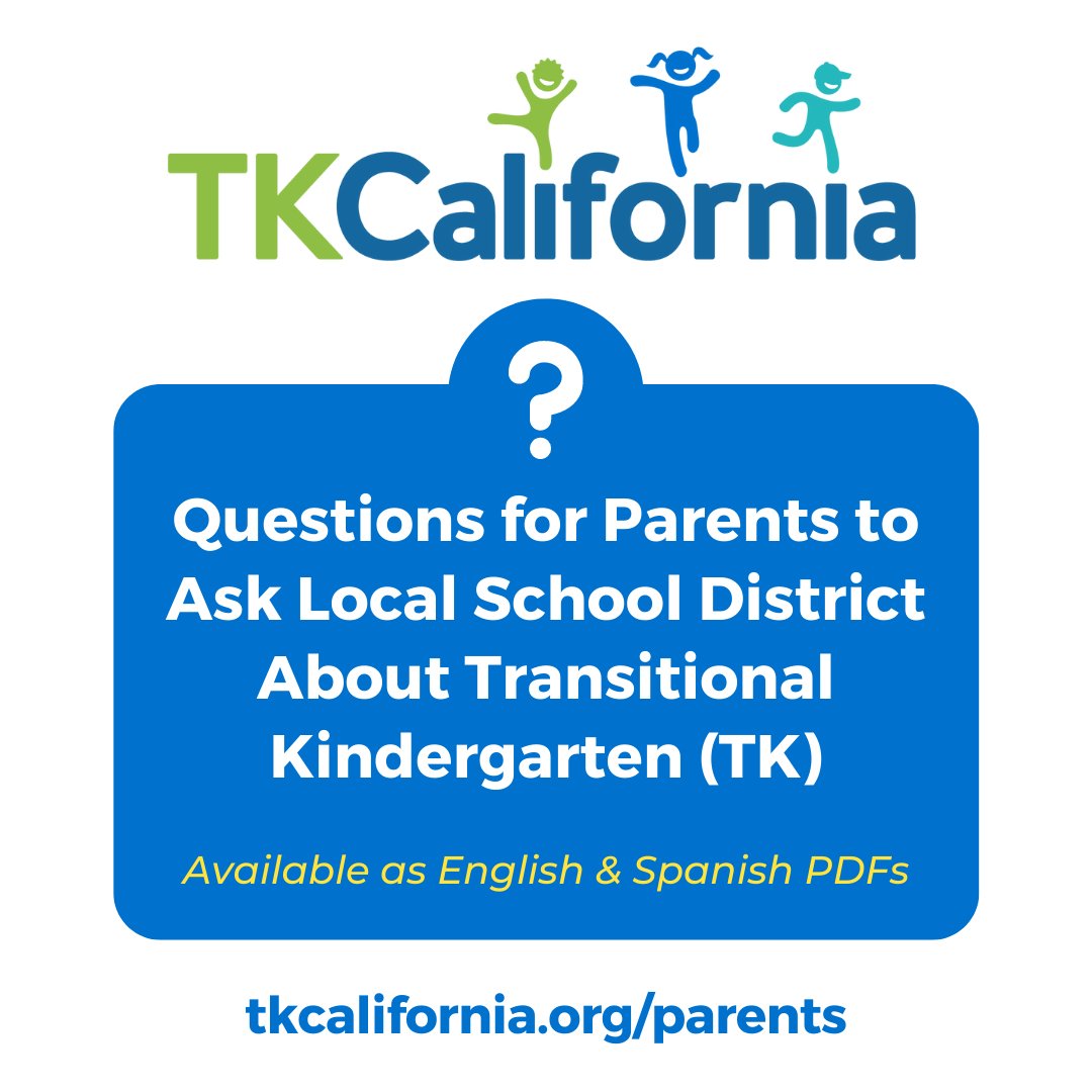 CA parents, as you enroll your young child in #TK for the upcoming 2023-24 school year, here are some general but important ?s you can ask your local school district about their specific TK program to understand your TK enrollment options better. ow.ly/3b1A50Ol0QF #TKca