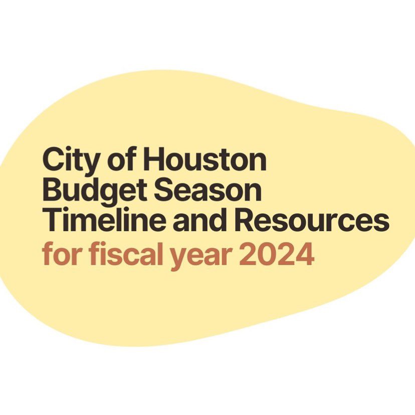 Hey everyone!  The City of Houston’s Fiscal Year Budget season for 2024 (FY ‘24) is here! Reimagine safety with us by learning & taking action about the process here. 
bit.ly/coh-budget-fy2…