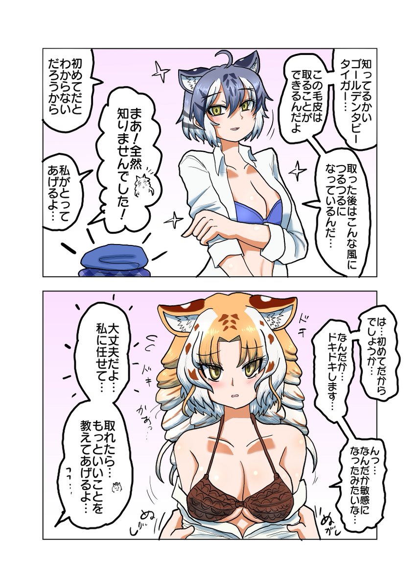 教えてあげるマルタタイガー  ぱびりおん以降のルタルビはルビーさんの自立度が低めできっとルターさんが色々教えてあげたんだろうなと思う。もちろん服が脱げることもルターさんが教えてあげたしその後も無知無知でむちむちなルビーさんを
