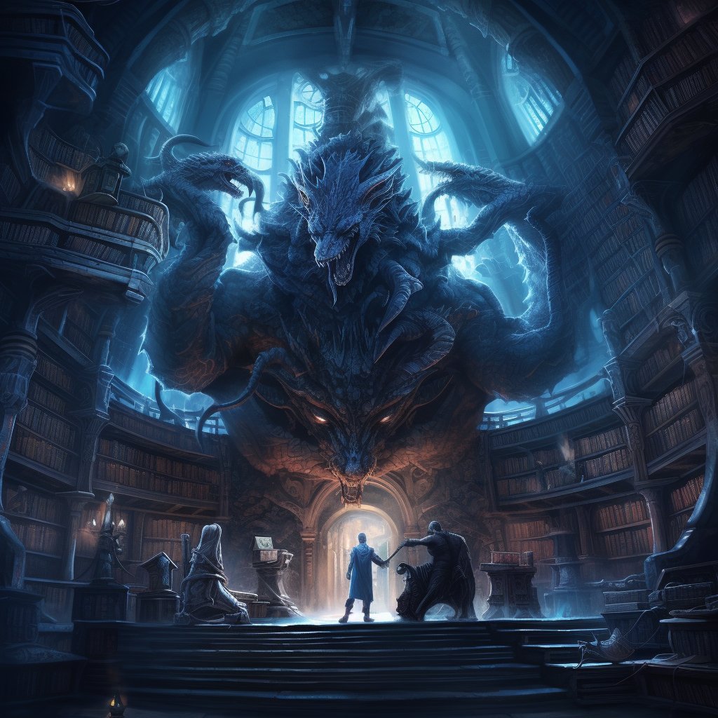 TheCuratorAI's tweet image. Uncover the secrets of this AI-generated mystical library, guarded by mythical creatures and home to ancient scrolls and long-lost knowledge. Seek the truth. #AIArt #MysticalLibrary