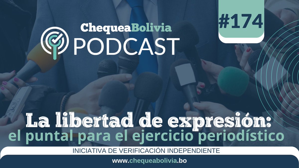 ChequeaBolivia's tweet photo. 📌En este episodio, nos acompaña Elizabeth Arrazola, presidenta de la Asociación de Periodistas de Cochabamba, quien comenta cuál es el panorama de la prensa y el ejercicio de la libertad de expresión. 
➡️Ver más: https://t.co/VFynoPGc1k
#ChequeaBoliviaPodcast #PodcastBO https://t.co/cnVBVnI5nO