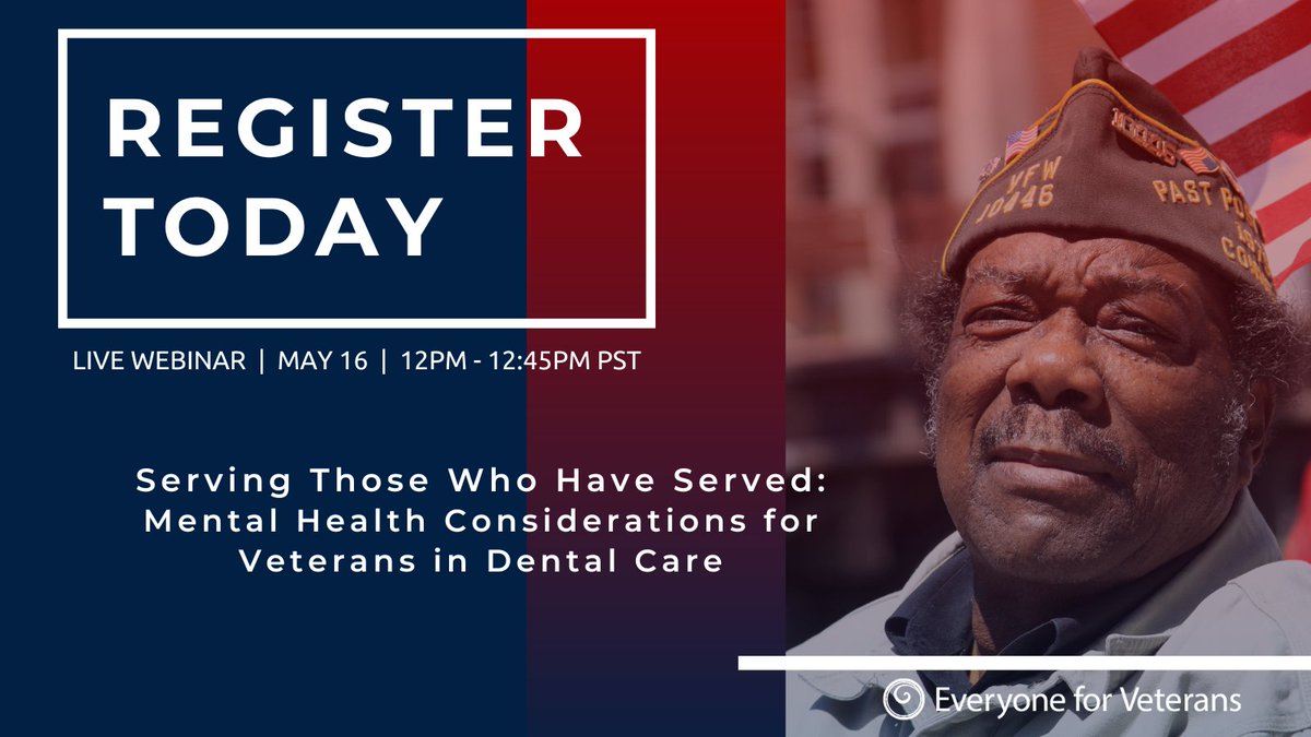 Honoring those who have served through compassionate service is a cornerstone of our mission. Learn more at our upcoming May 16th webinar. Register today: forms.gle/K9U3FnttsBJ77D…
#VeteransMentalHealth #Webinar #DentalCare #Veterans #CombatVeterans #MentalHealthAwarenessMonth