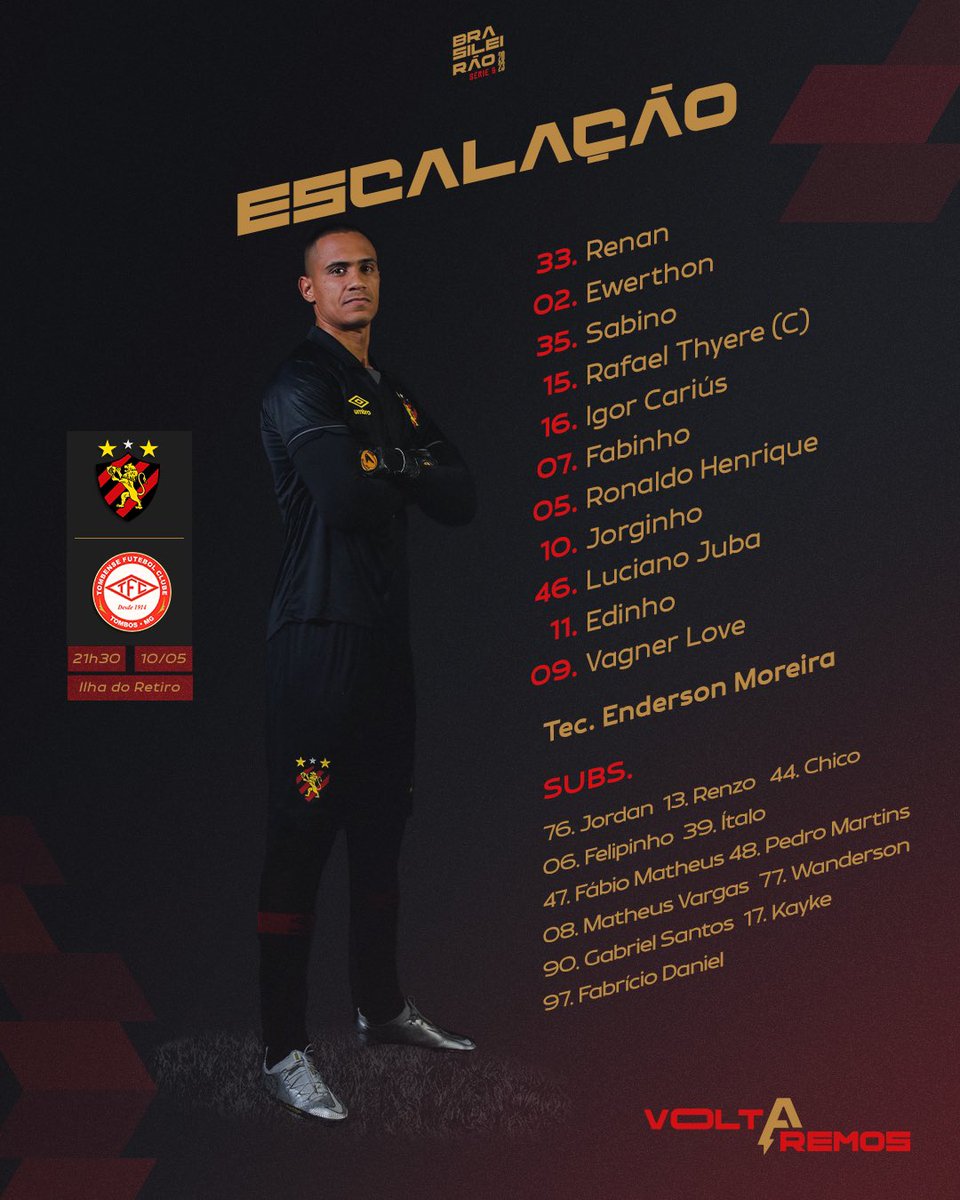 Sport Club do Recife on X: LEÃO ESCALADO! 🦁📝 #SPTxSER #LeãoNoNordestão   / X