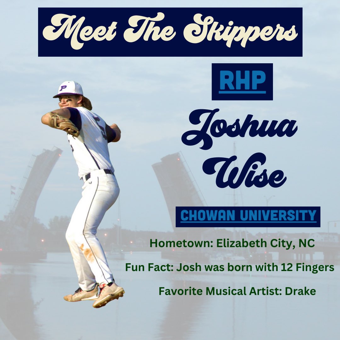 ⚓MEET THE SKIPPERS⚓ We've got the hometown kid Josh Wise coming back to spend his summer in the River City! Make sure to ask what his favorite Drake song is when you see him in the dugout this summer!
