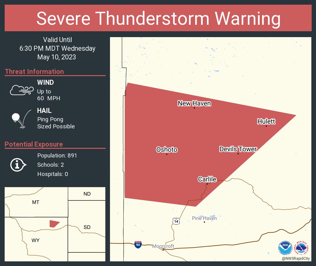NWS Rapid City on Twitter "Severe Thunderstorm Warning including
