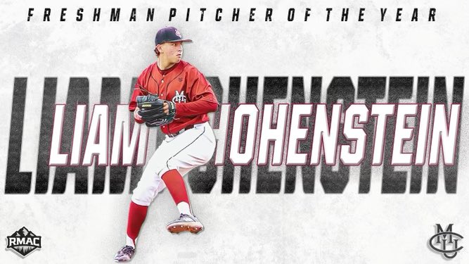 RCHSBaseball_'s tweet photo. Congratulations to our very own Liam Hohenstein for being named to the All-RMAC team and especially being named Freshman Pitcher of the Year for Colorado Mesa University! https://t.co/306ljnyFtC