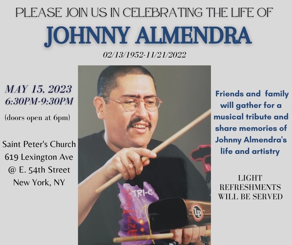 Paying tribute and respects to one of our music Brothers 
This Monday @ St. Peter’s Church 6:30 pm 🙏🎶🌹❤️ RIP Johnny .
If you’re so kind and inclined to donate. gofund.me/7e53d7a0