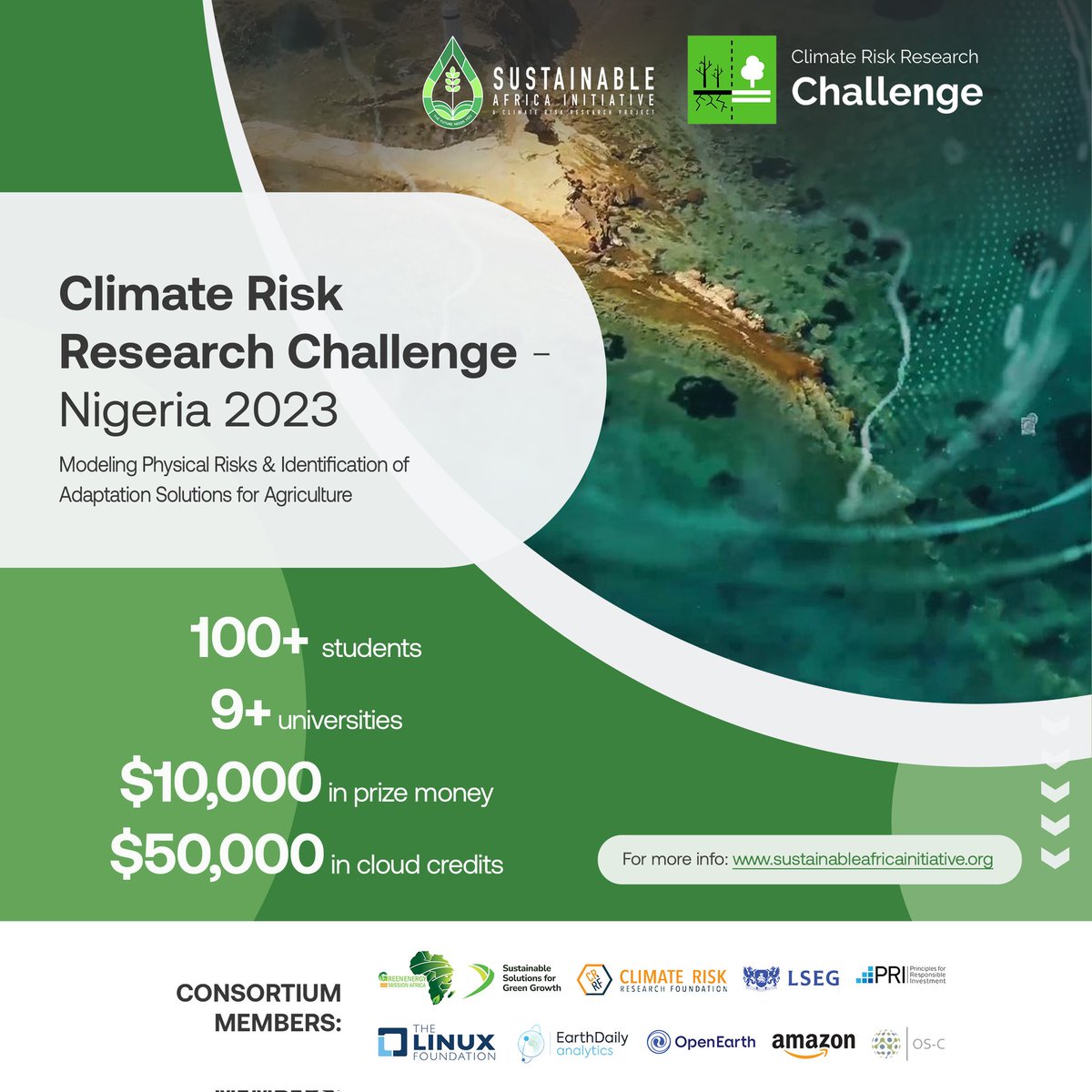 Join us as we tackle climate change head-on! The Climate Risk Research Challenge - Nigeria 2023, launched by the Sustainable Africa Initiative with Sustainable Solutions for Green Growth and <a href="/GEM__Africa/">Green Energy Mission Africa</a>, will empower over 100 students with $60,000 worth of incentives to research
