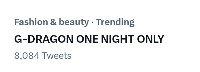 this is wild 😆 still trending!

G-DRAGON ONE NIGHT ONLY
#GDRAGONxCHANELCRUISE24
#GDRAGONFORCHANEL
@IBGDRGN @CHANEL