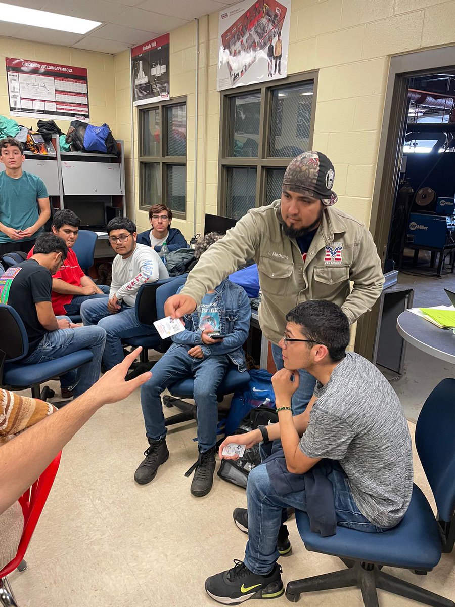 VMHS_BISD's tweet photo. Seniors  getting the American Welding Society Certification by CWI Richard J. DePue. https://t.co/Hhq1UfOG4p