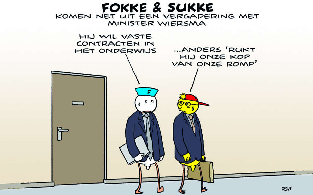 Fokke &amp; Sukke: F&amp;S komen net uit een vergadering met minister Wiersma (NRC, do, 11-05-23) - #humor |