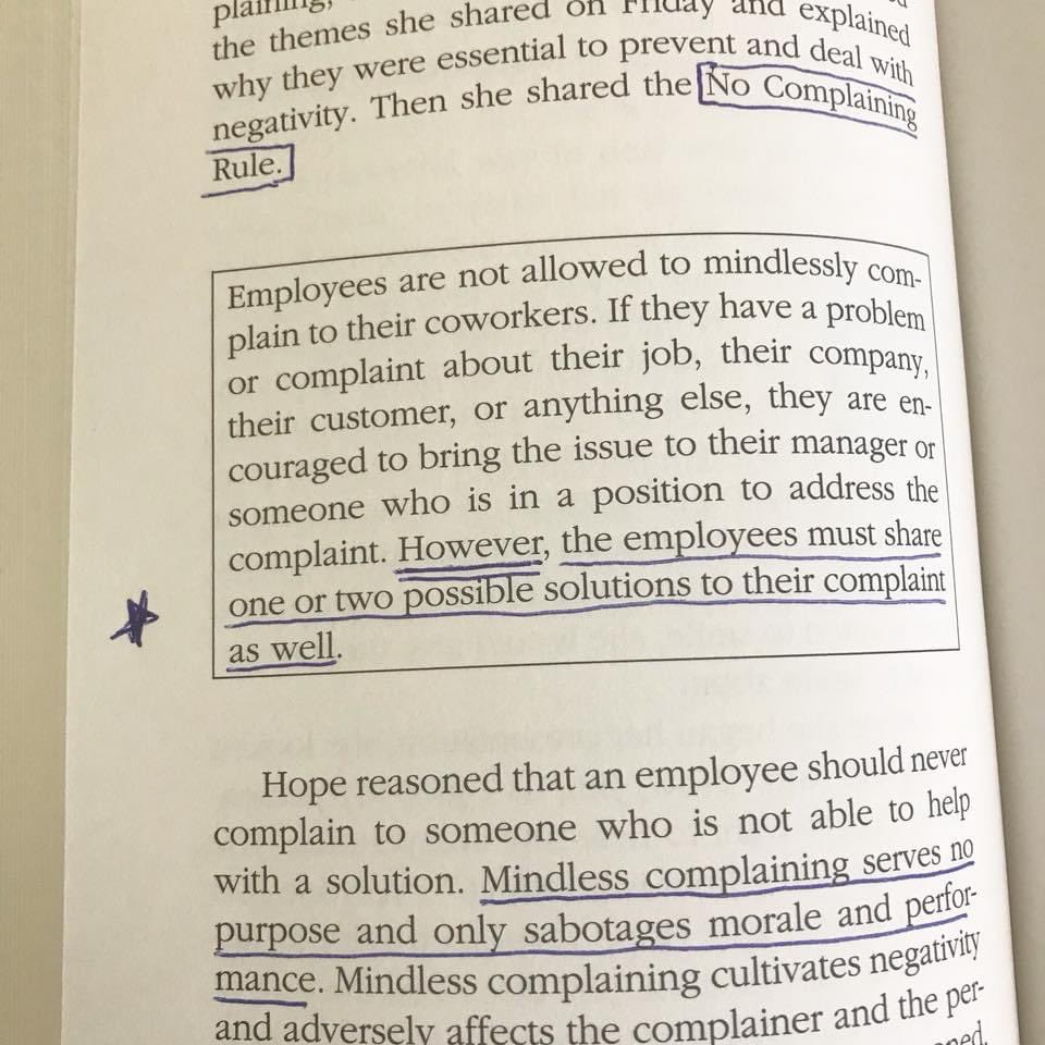 JonGordon11's tweet image. Mindless complaining serves no purpose and only sabotages morale and performance. #BeASolutionSeeker 

📷 pg 96 of “The No Complaining Rule”