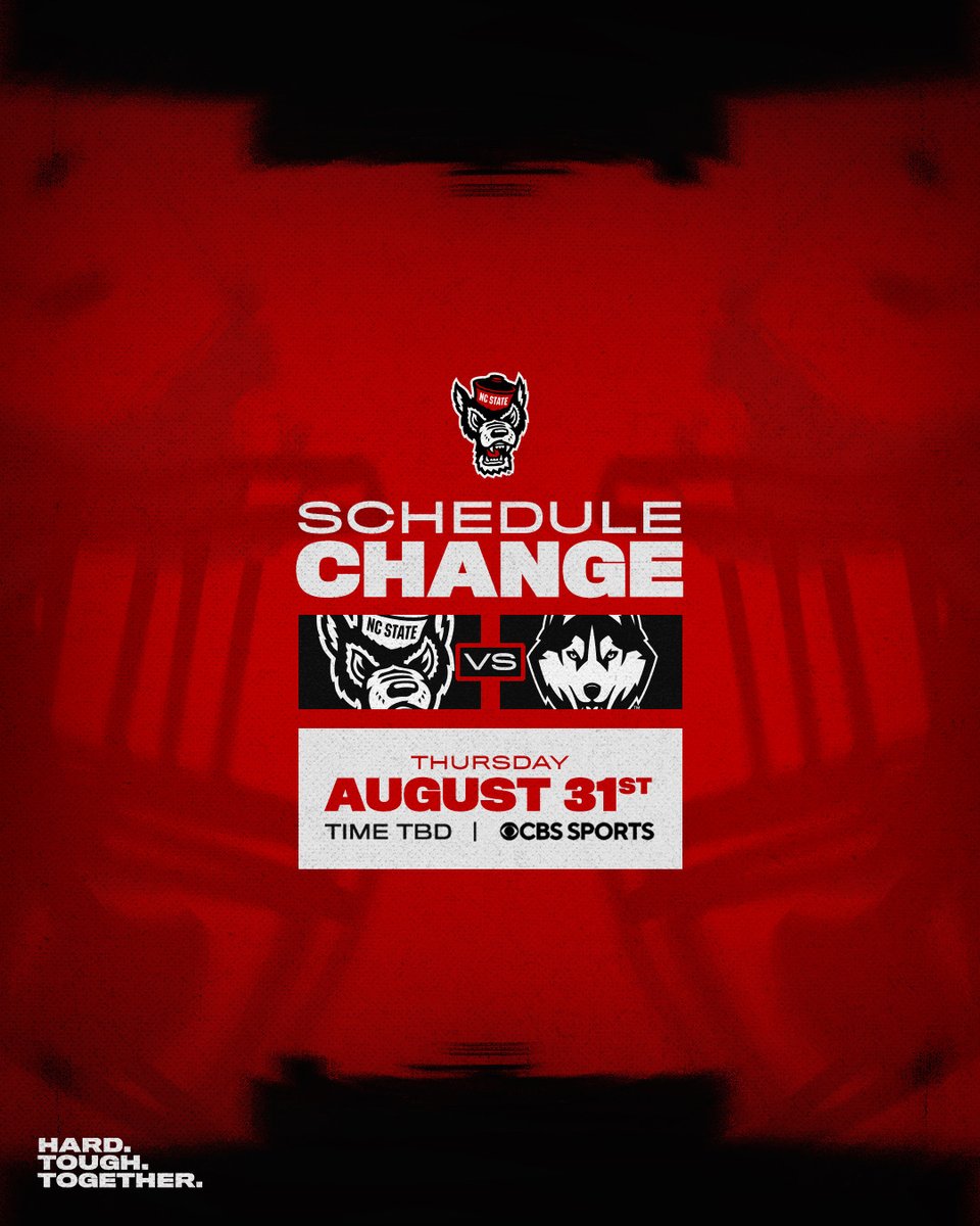 PackFootball's tweet photo. 🚨 SCHEDULE CHANGE ALERT 🚨

Season Opener at @UConnFootball moved to Thursday night, single-game tix on sale Friday.

🔗 https://t.co/FyX94vMkrE https://t.co/SsO37V5v2W