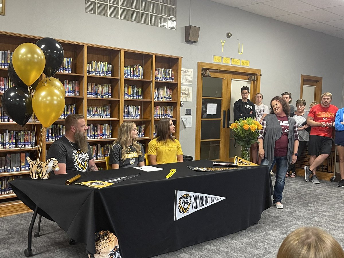 Yesterday USD432 celebrated another senior in her signing with FHSU for track!  🎉 Congratulations Macy Hammerschmidt for all your successes at VHS and going forward! We are so proud and will miss your leadership at VHS.