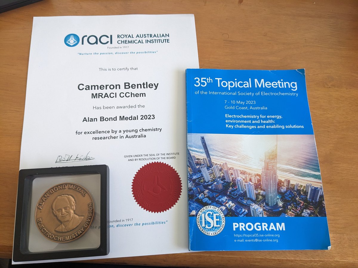 Cameron Luke Bentley (@cl_bentley) on Twitter photo Back-to-back conferences on the Gold Coast, great to be back to face-to-face! Great honour to have won the AM Bond Medal, thanks to everybody for their kind words and support :)
<a href="/ChemistryMonash/">Monash Chemistry</a> <a href="/RACIElectrochem/">RACI Electrochem</a> #35TopicalISE #35ISE #OZChem #23AES Back-to-back conferences on the Gold Coast, great to be back to face-to-face! Great honour to have won the AM Bond Medal, thanks to everybody for their kind words and support :)
<a href="/ChemistryMonash/">Monash Chemistry</a> <a href="/RACIElectrochem/">RACI Electrochem</a> #35TopicalISE #35ISE #OZChem #23AES