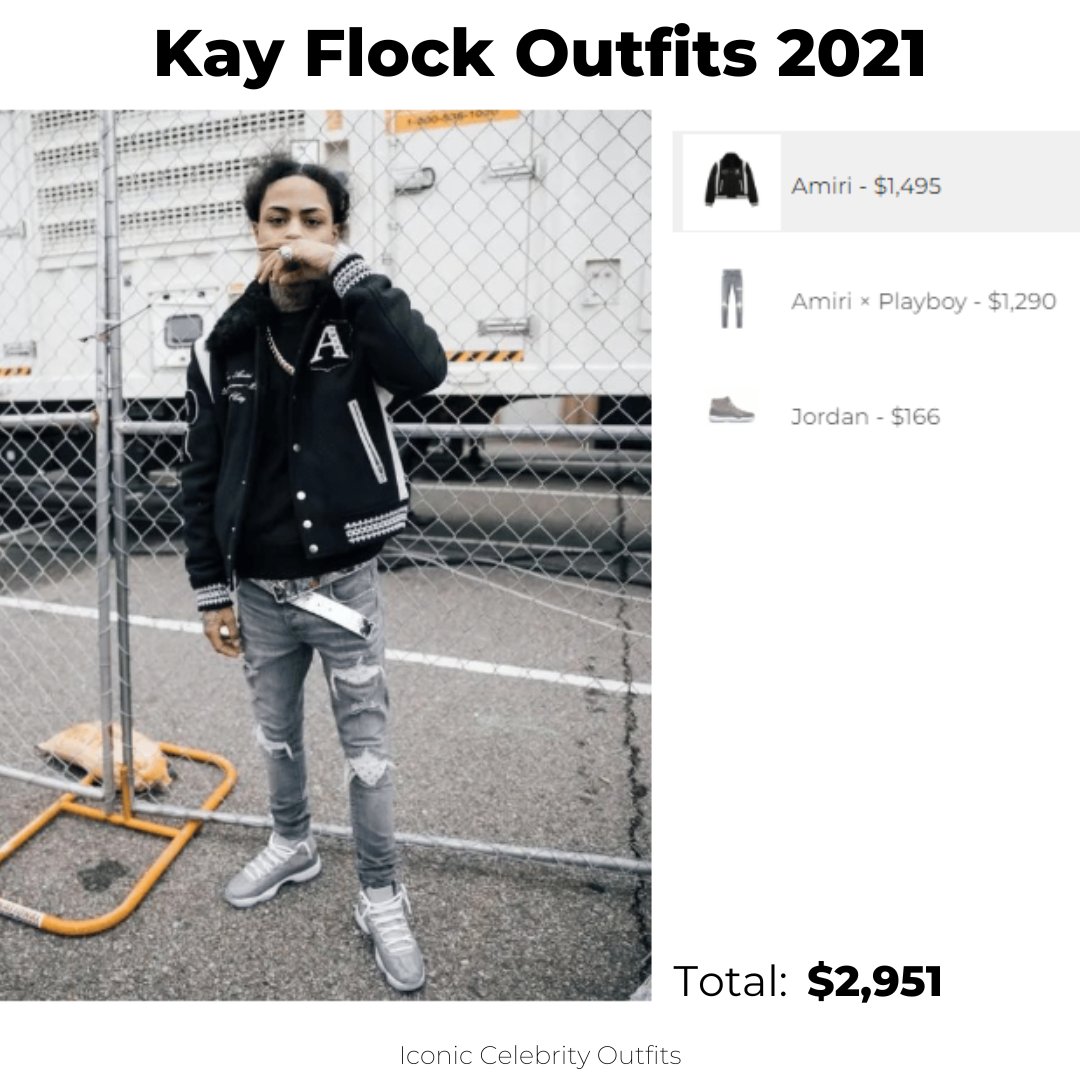 Dress like Kay Flock in the Amiri Always on Point Black Varsity 