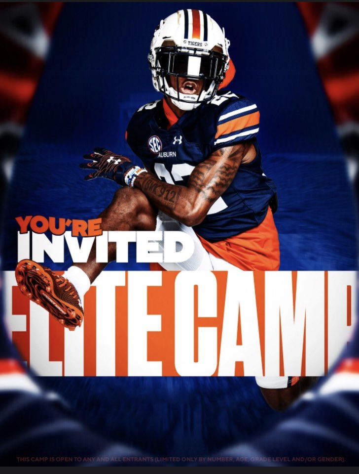 CourtadCurt's tweet photo. Blessed for the invite to Auburn football camp!! @AuburnFootball @nalexanderWJHS @QBHitList https://t.co/9EqiLcGP4F