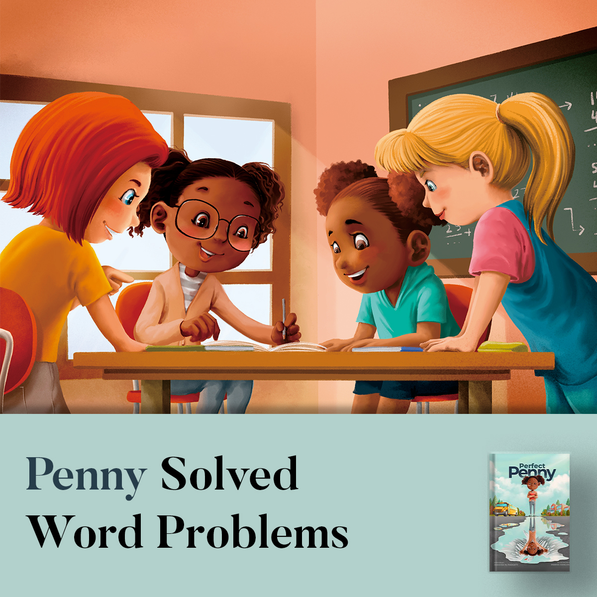Penny's got the brains and the brawn to conquer any math problem! Get a copy of the book Perfect Penny written by Jenayssi Padget now by clicking the link perfectpennyseries.com #childrenbook #author #booklaunch #authorlife #readingcommunity #childreneducation #perfectpenny