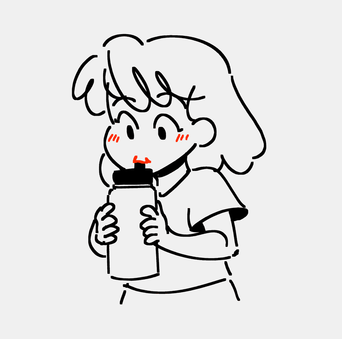 1girl solo holding simple background short sleeves holding bottle shirt  illustration images