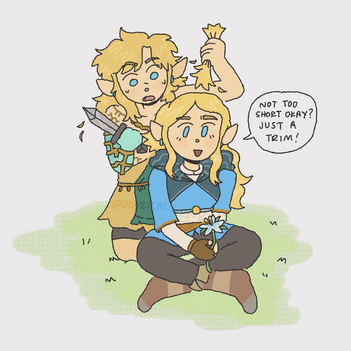 omg how zelda got her new hair LEAKED… (poor boy doesn't know his own strength with his new arm) #TEARSOFTHEKINGDOM
