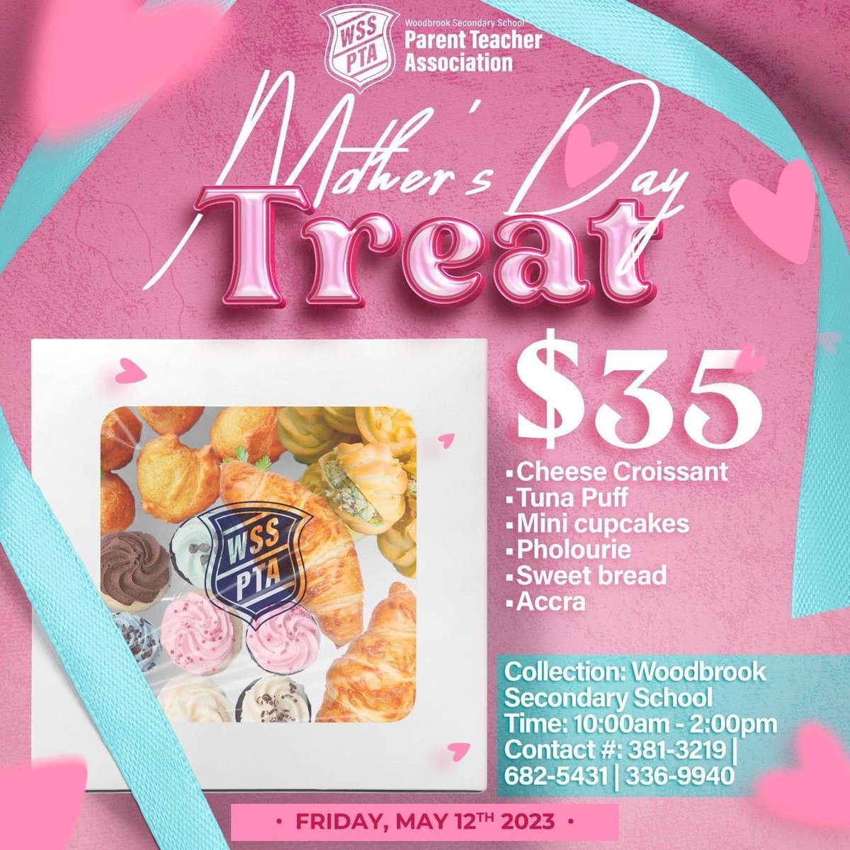WGSSEAlumni's tweet image. 🧁🥐🇹🇹WSS Alumni - Support the PTA with this tasty venture. Friday 12th May 2023 : 10am - 2pm :
TTD$35.00 ::: For more info or to place your order contact: 📞8683813219 / 📞8686825431 / 📞8683369940
#woodbrooksecondaryschool #wgss #mothersdaytreats #trinidadandtobago #woodbrook