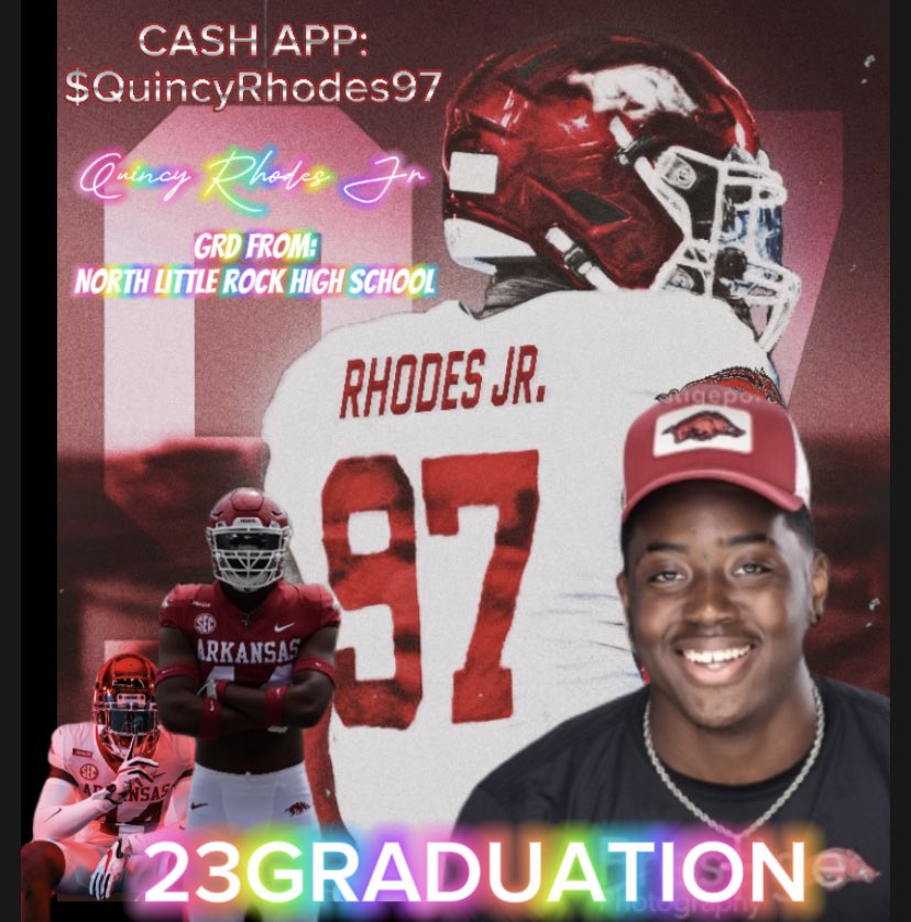 23 Graduation!! Thank you to anyone who blesses me with anything very much appreciated. God Bless and Go Hogs!!! <a href="/RazorbackFB/">Arkansas Razorback Football</a>  #wps