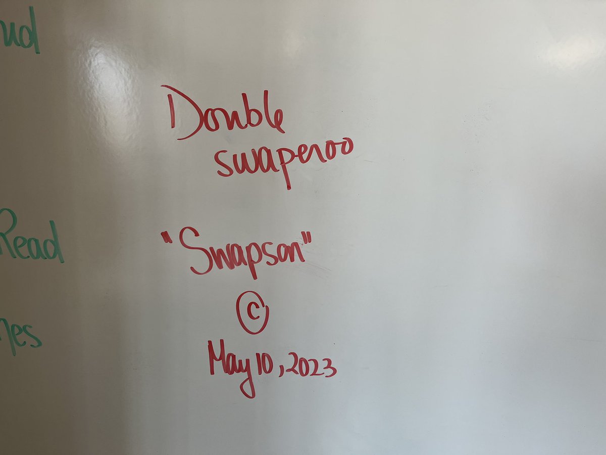 Students were seeing that n+5=15 also means that n=15-5. So we put the knowledge into rewriting equations. Sometimes we have to rearrange the equation twice, so Hudson coined the term “double switcheroo!” So, we copyrighted it. It’s official. 🤣 #p8problemsolvers <a href="/lkwwrdsb/">lkwwrdsb</a>