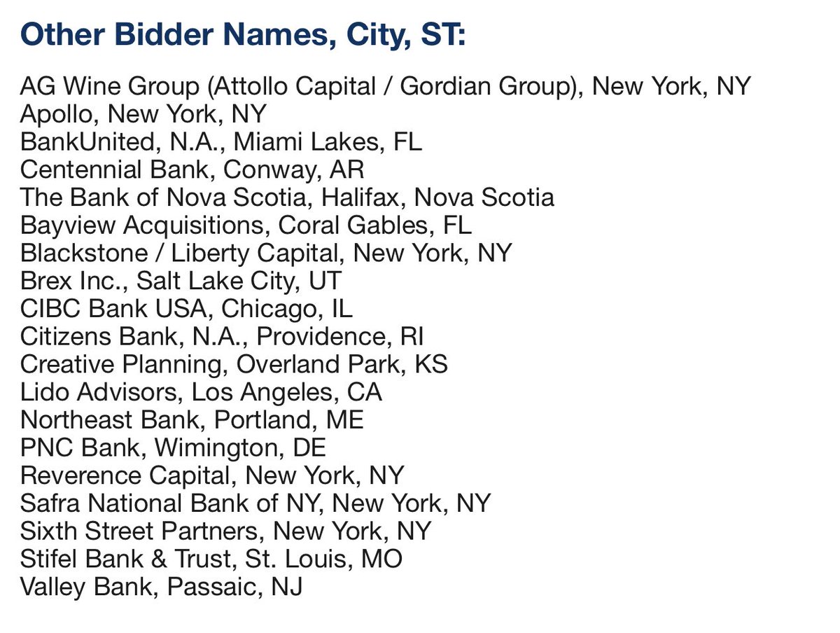 Lauren Hirsch on Twitter "FDIC put out its list of competing bids for