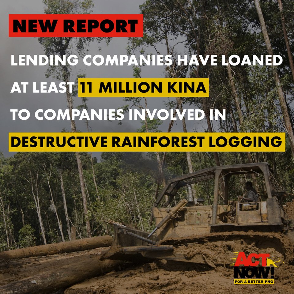 📢 NEW REPORT LAUNCHED: LENDING TO THE LOGGERS
New report by <a href="/actnowpng/">actnowpng</a> &amp; @Jubileeaus reveals lending companies have provided around $4.5 million for bulldozers, trucks &amp; equipment to at least 15 companies logging PNG’s tropical rainforests:  actnowpng.org/blog/blog-entr…