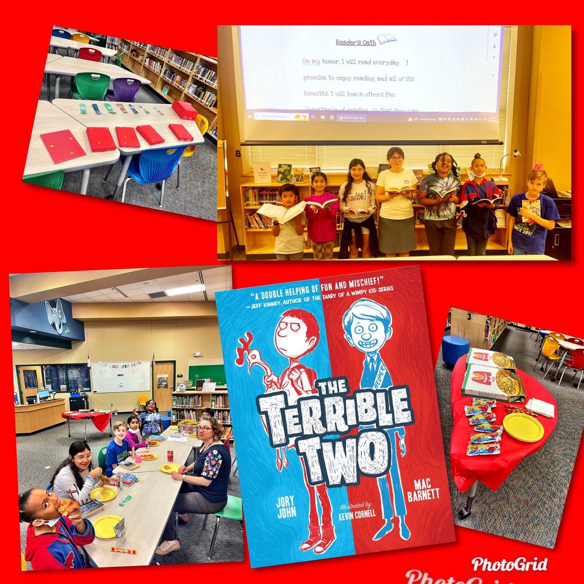 Our Carnahan Bibliophiles had their last meeting for the school year. Pizza, book gifts, and the creation of our own Reader’s Oath took place. #schoollibrarybookclub #readers #nisdlibraries