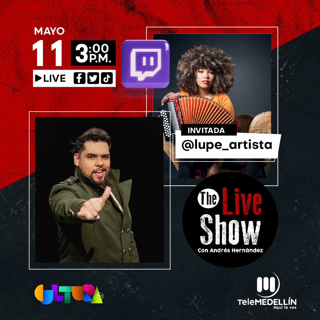 En el próximo #TheLiveShow hablaremos con <a href="/lupeartista/">lupeartista</a> 🪗🎶 .

¡No te lo puedes perder!

🗓️ Jueves, 11 de mayo
⏰ 3:00 p. m.

Conéctate a través de nuestro Instagram ➡️ bit.ly/3WNBr9S

<a href="/AndresH_P/">Andrés Hernández 3.5 🚀🚀</a>