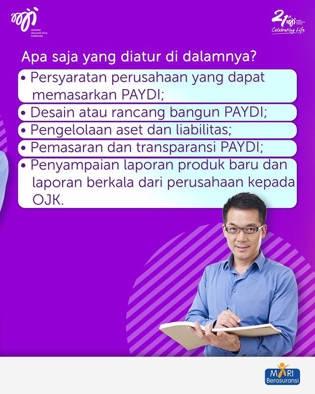 Setelah kemarin membahas mengenai apa itu PAYDI, sekarang mari berkenalan dengan aturannya 😊✨

Swipe left untuk info yang lebih detail ya👉

#aaji #asuransijiwa #pahamiperlindunganmu #transformasilampauibatas #mariberasuransi