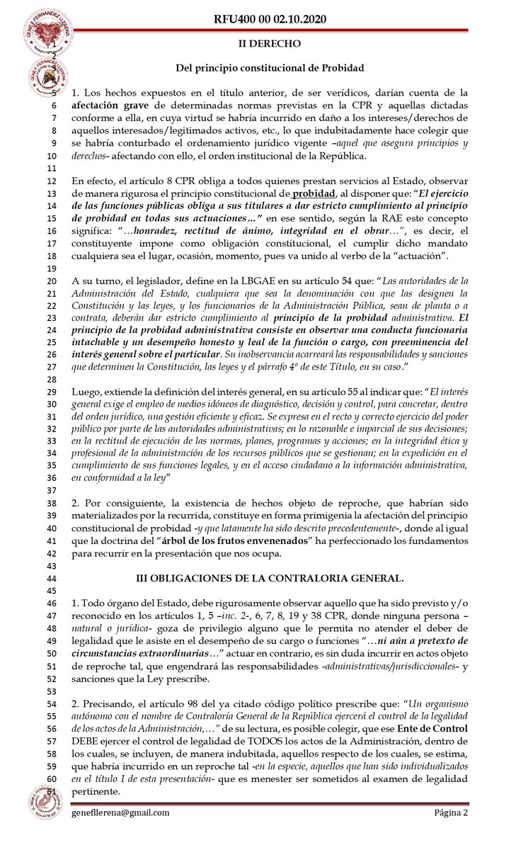 gene_llerena's tweet photo. 7. Así las cosas, requerí a @contraloriacl con fecha 02.10.2020, requerí: a) control de legalidad, b) sumario administrativo, c) DESTITUCIÓN de los involucrados, d) art. 17 LBPA https://t.co/AZhtvkckIb