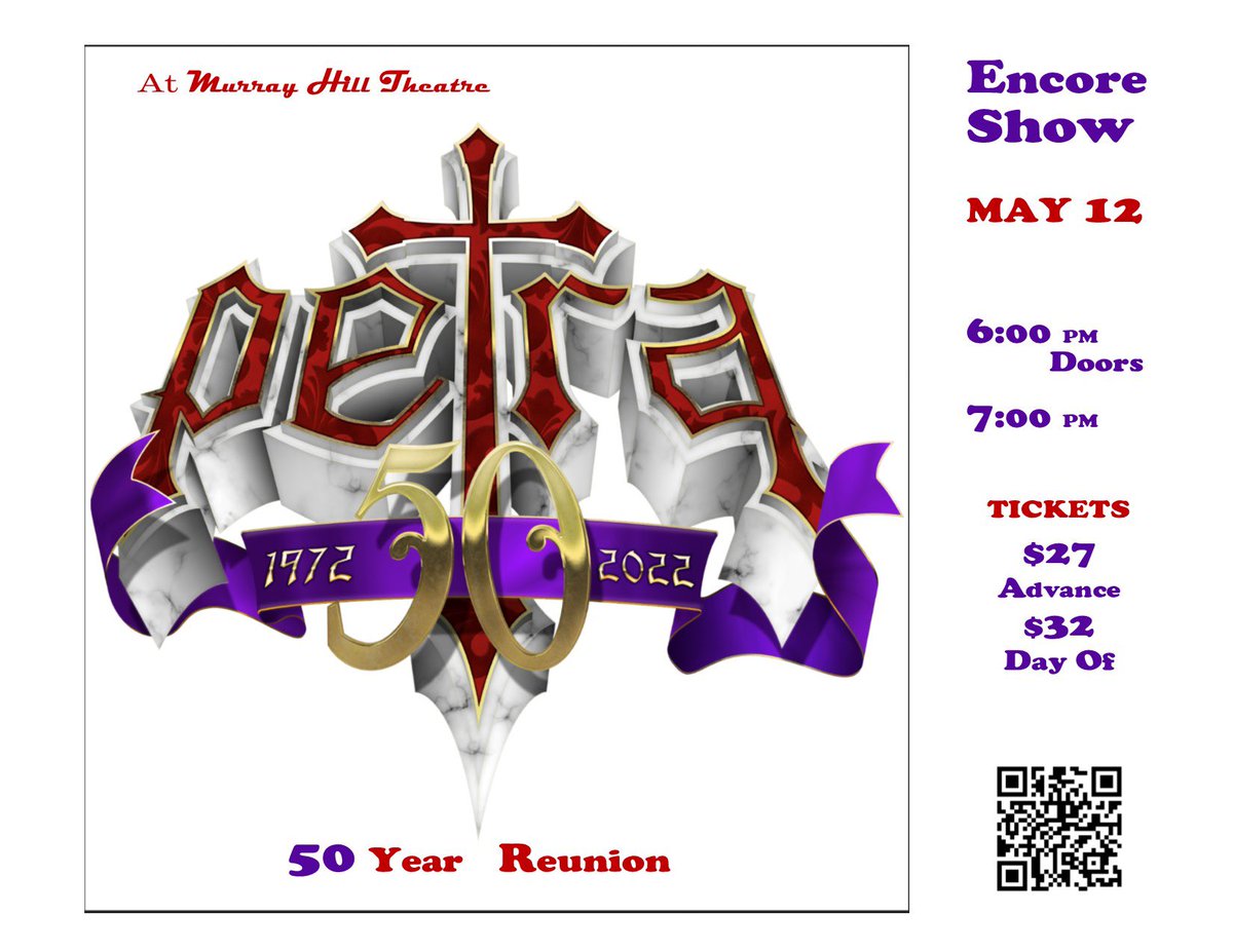 Join me to see Christian rock pioneers Petra at the @murrayhilltheatre this Friday, May 12. Tickets and info at:
murrayhilltheatre.com