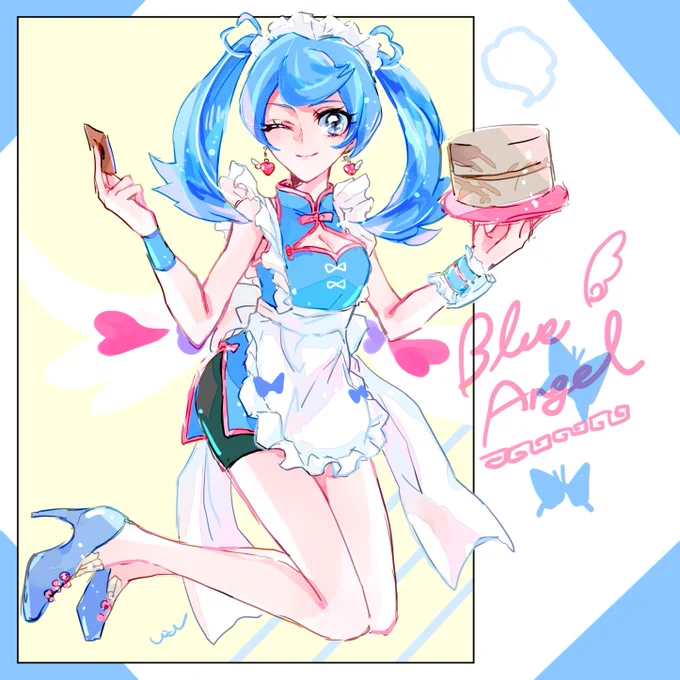 メイドの日終わったしメイド服でもないけどエプロンかわいいからブルーエンジェルおいとくね