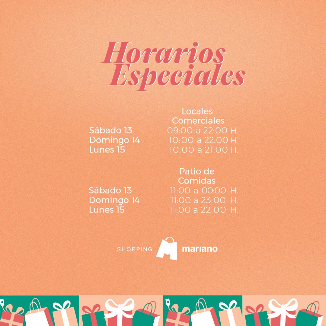 ¡Compartimos nuestros Horarios Especiales!