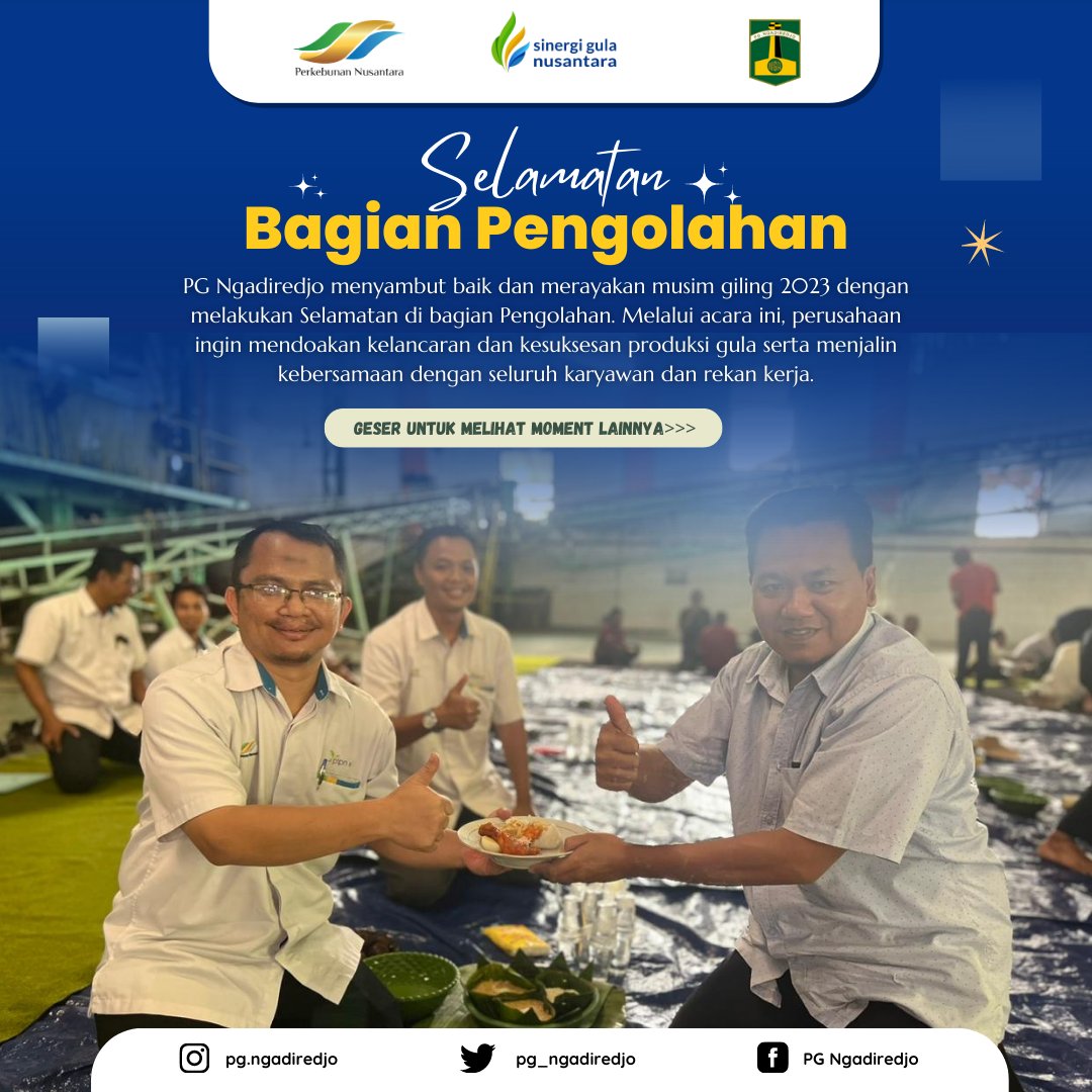 pg_ngadiredjo's tweet photo. Dengan semangat kebersamaan dan solidaritas, PG Ngadiredjo siap menghadapi tantangan masa depan dan terus berinovasi untuk memberikan yang terbaik bagi seluruh stakeholder dan masyarakat sekitar.

#sinergigulanusantara
#pgngadiredjo
#kediri
#bukagiling2023 https://t.co/jOlYC8XMnt