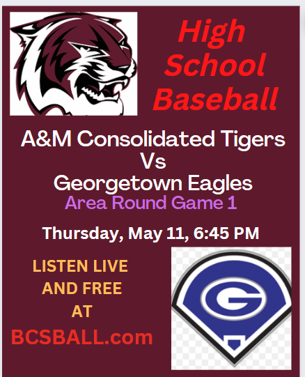 bcs_ball's tweet photo. LISTEN LIVE AND FREE, Thursday, 5-11 at 6:45 PM #ConsolidatedBaseball vs #GeorgetownBaseball Area Round on https://t.co/tBAZQI5vIe. Please ReTweet @ConsolBaseball @AMCHSTigerClub @amc_softball @AMCHSWeb @AMCHypeSquad @theroarnews @GHS_EagleSB @EFND_Baseball https://t.co/uyNG6LyLTY