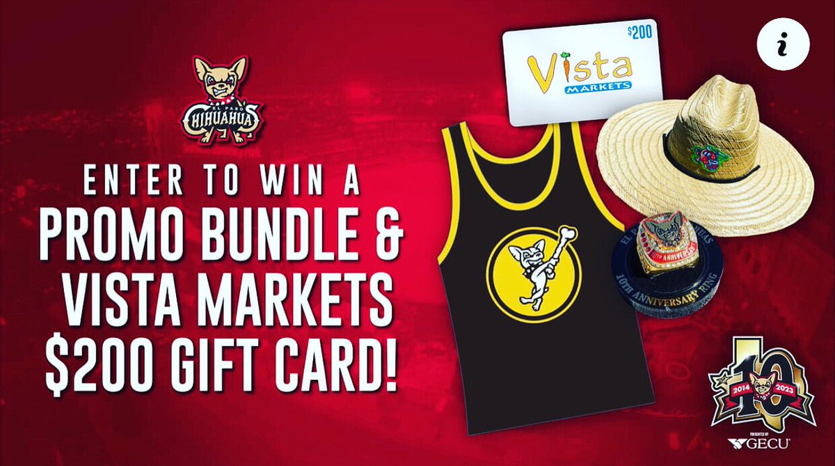 VistaMarket's tweet photo. Enter to win a Promo Item Bundle AND a $200 Gift Card to Vista Supermarkets!

Enter: https://t.co/jJso3E0k8J

#elpaso #epchihuahuas https://t.co/66X6m24qKY