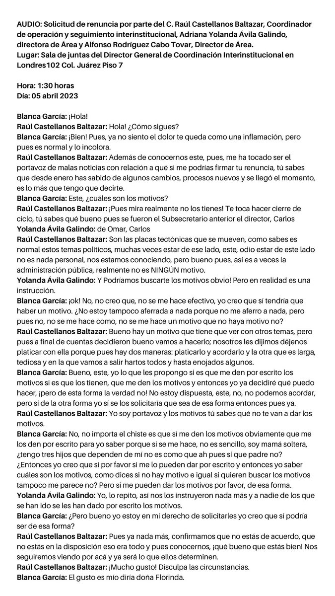 ngelicaestrada's tweet photo. OBLIGAN A TRABAJADORES DE #SEGOB A RENUNCIAR

Hace apenas unos días, se revelaron los abusos en los q están incurriendo diversos funcionarios de la @SEGOB_mx, q encabeza @adan_augusto, aspirante a la candidatura por la Presidencia de #México.

🔴 AUDIO 👇🏻
https://t.co/60L44gAA30 https://t.co/YrJFseQ8vf